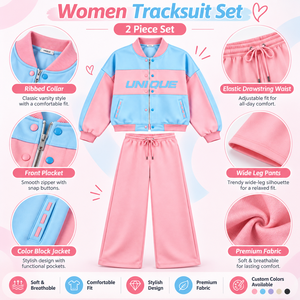 Ensemble de sport respirant personnalisé Gamma Phi Delta Sorority avec logo brodé sur le devant, bleu ciel rose, ensemble en molleton à manches longues - Product Image 6