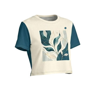 T-shirt court pour femme, tissu doux, manches courtes, col rond, confortable, décontracté, idéal pour les journées d'été et les activités de plein air - Product Image 5