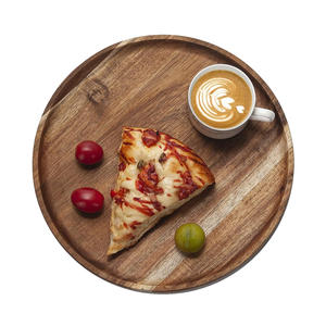 Bandeja redonda de madera hecha a mano de alta calidad, fabricante de cantidades a granel para exhibición de alimentos, precio al por mayor - Product Image 2