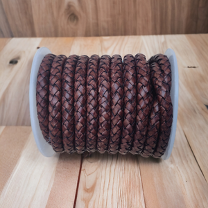 <b>Braided</b> Leather Cord 5mm Brown Color for Fitness <b>Accessories</b> Packaged Spool - Product Image 3