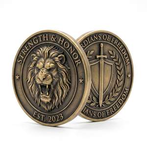 Monedas Conmemorativas Personalizadas con Logotipo, Diseño de León en 3D Impreso con UV, Imitación de Oro Antiguo, Chapadas en Zinc - Product Image 1