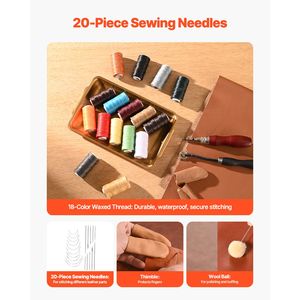 Kit Portatile di 92 Utensili per Lavorazione del Cuoio con Borsa Portaoggetti, Include Strumenti per Incisione, Punzonatura, Cucitura e Stampaggio per Artigianato - Product Image 5