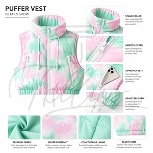 Chaleco Corto Acolchado Impermeable con Cierre y Logotipo Personalizado para Mujer, Chaqueta Estilo Urbano - Product Image 6