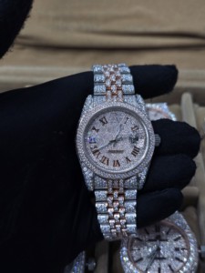 นาฬิกาหรูหราอัตโนมัติประดับเพชร VVS สี D มอยส์ซาไนต์ สายสแตนเลสสตีลขนาด 16 มม. ฟังก์ชั่นแสดงวันที่แบบอนาล็อก สไตล์ฮิปฮอป สำหรับทั้งชายและหญิง - Product Image 5