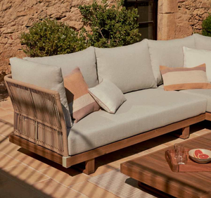 Juego de Sofás de Jardín de Lujo para Exteriores, con Detalles de Cuerda Tejida y Estructura de Madera de Teca Sólida, para Hotel, Villa, Resort, Patio, Terraza, Premium - Product Image 4