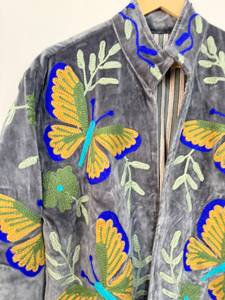 Wholesale Handmade <b>Velvet</b> Embroidered Boho <b>Jacket</b> Custom Embroidery for Men <b>Women</b> | Colorful Floral Butterfly Design - Product Image 4