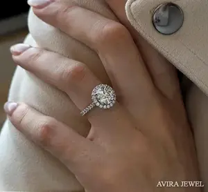 Anillo de Compromiso de Diamante Cultivado en Laboratorio al por Mayor, 1 Quilate, EF VVS, Oro Sólido de 10K/14K/18K, Sin Níquel, Sin Plomo, Clásico, para Mujer - Product Image 2