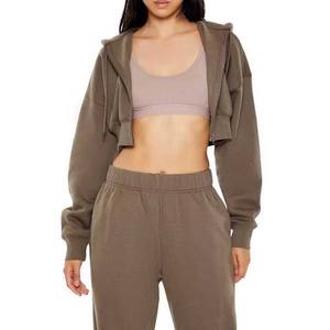 2026 High Quality Custom Wholesale Hot Winter Long Sleeve Women's Hooded Crop Pullover Breathable Cotton Crop Hoodies - Product Image 6