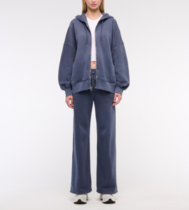 Loose Full Length Long Sleeve Women's 2 Pieces Oversized Full <b>Zip</b> Hoodie & Wide Leg Sweatpants Sets Winter 100% Cotton 340 GSM - Product Image 2