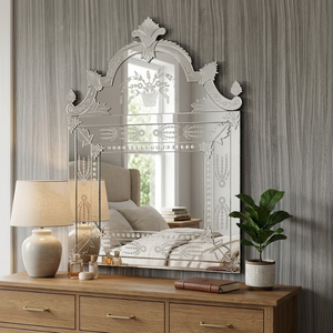 Miroir mural décoratif vintage vénitien de luxe |   Miroir en verre d'appoint de style baroque antique pour une décoration intérieure élégante - Product Image 2
