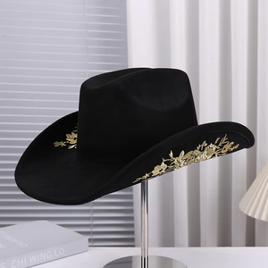 Sombreros de Vaquero de Ala Ancha para Hombre y Mujer, Sombrero de Vaquero y Vaquera de Gamuza, Sombrero Panamá de Fieltro - Product Image 1