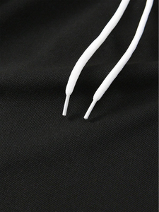 <b>Black</b> Flare <b>Pants</b> With Side Stripe And Graphic Print Streetwear Style Drawstring Waist Loose Fit Full Length <b>Women's</b> <b>Pants</b> - Product Image 6