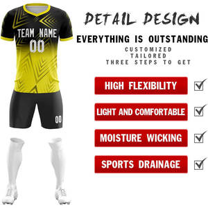 Maillot de football respirant personnalisé pour homme, tenue de sport, uniforme d'équipe, kit de football en polyester imprimé par transfert thermique - Product Image 3