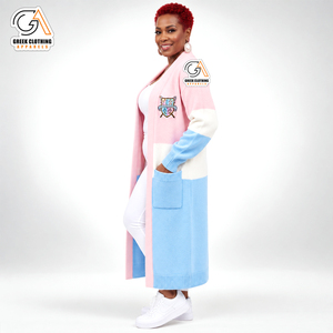 Cardigan long pour femmes Gamma Phi Delta, grande taille, pull en tricot d'hiver, logo brodé sur le devant, décontracté, manches longues - Product Image 3