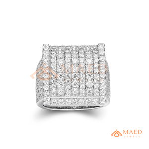 <b>Mens</b> <b>Silver</b> Tone Moissanite Diamond Square <b>Ring</b> Luxury Hip Hop Statement Jewelry for <b>Men</b> Fashion Wear - Product Image 5