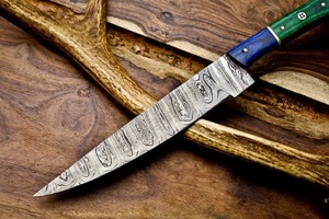 Cuchillo de Chef de Acero de Damasco Forjado a Mano de Grado Industrial BA ENTERPRISES |   Cuchilla con Patrón de Espiral y Punta Curva, Longitud Total de 13 Pulgadas, 0.45 mm - Product Image 4