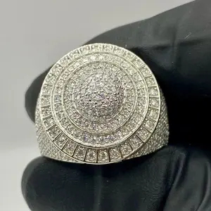 Anillo de compromiso para hombre con moissanita de corte redondo de 3.00 quilates, chapado en oro blanco de 14 quilates - Product Image 4