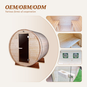 Sauna extérieur en forme de baril à montage facile, cabane en <span class=keywords><strong>bois</strong></span> préfabriquée, espace de repos modulaire pour jardin avec porte en verre trempé, en stock, prêt à être expédié - Product Image 5