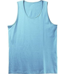 Camiseta sin mangas personalizada para hombre, cuello redondo, algodón transpirable, anti-bolitas, estilo casual deportivo, tejido con transferencia térmica, 160g - Product Image 1