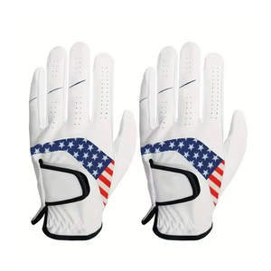 Gants de golf sportifs en cuir Cabretta respirant, antidérapants, blancs, avec logo personnalisé, matière douce, ajustement parfait, pour femmes et hommes, vente en gros - Product Image 2