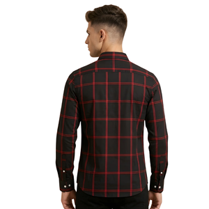 <b>Black</b> <b>Red</b> Plaid <b>Men</b> Flannel <b>Shirt</b> Long Sleeve Button Down Checkered Casual <b>Shirt</b> Soft Brushed Fabric Streetwear Wholesale - Product Image 2