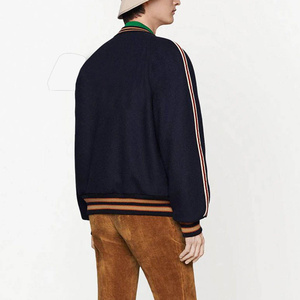 <b>Top</b> Selling Winter Jacket Men Varsity Baseball Canvas <b>Leather</b> Stand Collar Long Sleeve College Wool Blend <b>High</b> Quality - Product Image 4