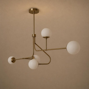 Brass Sputnik <b>Chandelier</b> 5 Globe Pendant Light Mid Century <b>Modern</b> Ceiling Fixture Decorative Home Interior Lighting - Product Image 2