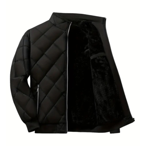 IMPROVEMENTS SPORTS Men's Black Quilted Winter <b>Jacket</b> Stand Collar Zipper Closure <b>Fleece</b> <b>Lined</b> Casual Style Windproof Polyester - Product Image 4