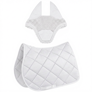 OEM Custom Black Horse Saddle Pad & Ear Bonnet Matching Set | Quilted <b>Equestrian</b> Saddle Pad | Wholesale - Product Image 6