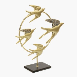 Round Birds Design Gold Metal <b>Table</b> Sculptures For Home Decor And Used As A Return Gift For Events And Parties From India - Product Image 6