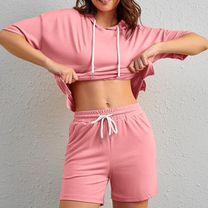 Conjunto de Sudadera con Capucha Oversize y Pantalones Cortos de Algodón 100% para Mujer, Novedad 2026, Ropa de Moda al por Mayor Personalizable - Product Image 5