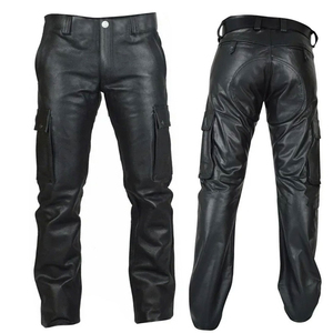 Customized Cowhide Genuine <b>Leather</b> High Quality Men's Straight Outdoor Fashionable Waterproof Breathable <b>Leather</b> Pants - Product Image 1