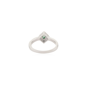 Premium 925 Sterling Silver Princess Cut Authentic Emerald & Diamond Minimalist <b>Statement</b> <b>Ring</b> for Women Party Wear Accessories - Product Image 6