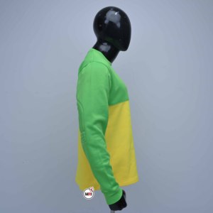เสื้อสเวตเชิ้ตคอกลมผู้ชาย สีเขียวเหลือง ตัดต่อสี ทรงปกติ สวมใส่สบาย แขนยาว ผ้าถัก สตรีทแวร์ คุณภาพดี - Product Image 3