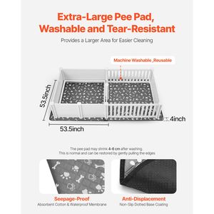 Caja de Parto para Perros XL, de Interior, 93.3x48.4x18.1 Pulgadas, Corral de Plástico PVC para Cachorros con Puerta Ajustable, Almohadilla Lavable para Orina, Diseño de 2 Habitaciones - Product Image 5