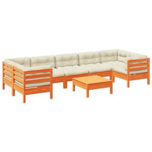 Set Divano da Giardino in Cera Marrone e Crema - Product Image 2