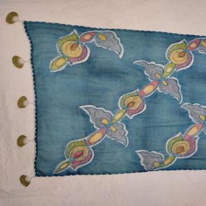 Elegant Merino Wool Hand Printed Hand Drawn Long Shawl Soft Warm Lightweight Anti-Bacterial Four-Way <b>Stretch</b> Fashion <b>Wrap</b> Women - Product Image 3