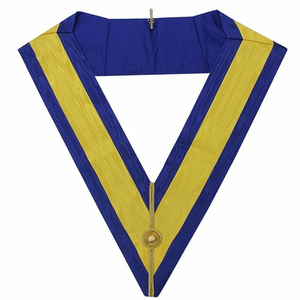 Handmade High Quality Embroidered Rite English Regulation Officer <b>Collar</b> Turquoise Royal Arch Masonic Regalia Canvas Sew-On - Product Image 1