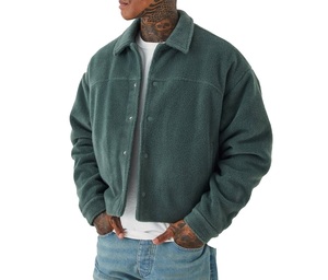 Chaqueta de lana verde para hombre con cuello vuelto y botones, abrigo informal de invierno - Product Image 1