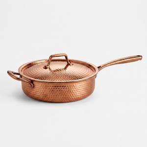 Professional Hand-Hammered Pure Copper <b>Frying</b> <b>Pan</b> with Lid Heavy Duty Copper Skillet with Ergonomic Handle Factory Price - Product Image 1