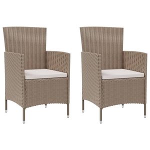 Ensemble de 2 chaises de jardin en polyrotin beige avec structure en acier thermolaqué, mobilier d'extérieur durable - Product Image 1