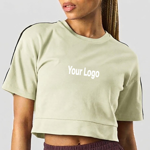 Custom Made 100% Cotton 180 Grams Lightweight Women's Breathable Drop Shoulder Summer Wear Crop <b>Top</b> Fit T-shirt For Women - Product Image 1