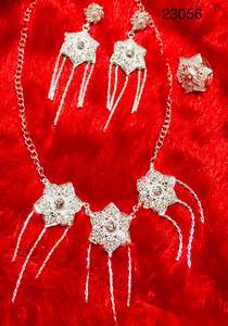 Latest MOLL JEWELLERS Trendy Indian 24K Gold Plated Floral Necklace Earring Set Zircon Women Wedding Gift <b>Jewelry</b> Third Party - Product Image 2