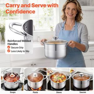 หม้อซุปอเนกประสงค์ขนาด 8 ควอร์ต พร้อมฝาแก้วสำหรับซุป/สตูว์ - Product Image 2