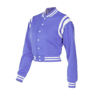 เสื้อแจ็คเก็ตวาร์ซิตี้แบบครอปสำหรับผู้หญิง ปักโลโก้ คุณภาพสูง ทำจากผ้าขนสัตว์ - Product Image 5