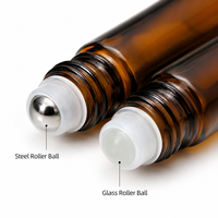 Flacon roll-on en verre ambré de 10 ml avec bille en acier pour l'emballage d'huiles essentielles