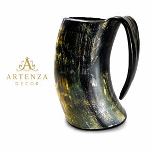 Jarra de Cuerno Vikinga Hecha a Mano, Taza de Cuerno Pulido de Gran Capacidad, Jarra de Cerveza Reutilizable Vintage para Regalo, Fiesta o Uso Doméstico - Product Image 3