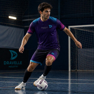 Uniforme de Fútbol Sala Personalizado por el Fabricante, Transpirable, Talla Grande, con Degradado Morado Sublimado para Clubes - Product Image 4