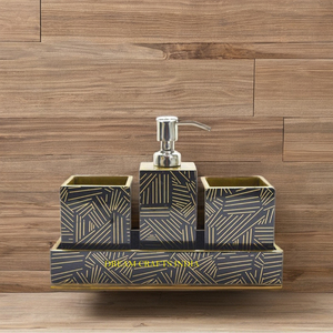 Juego de baño con esmalte de MDF, accesorios de baño con estampado personalizado, diseño decorativo de madera, para hoteles - Product Image 1
