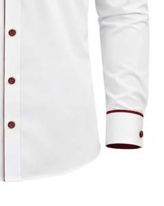 Camisa de Vestir Blanca para Hombre, Corte Entallado, Manga Larga, Cierre de Botones, Ribete en Contraste, Formal, Informal, para Oficina, Mezcla de Algodón, OEM, ODM, Logotipo Personalizado - Product Image 6